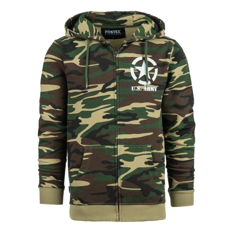 Hoodie met rits Allied Star US Army Woodland