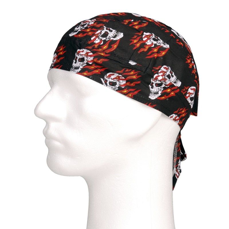 Bandana cap flaming skull