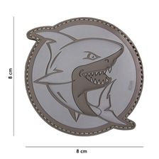 Embleem 3D PVC Aanvallende haai grijs 
