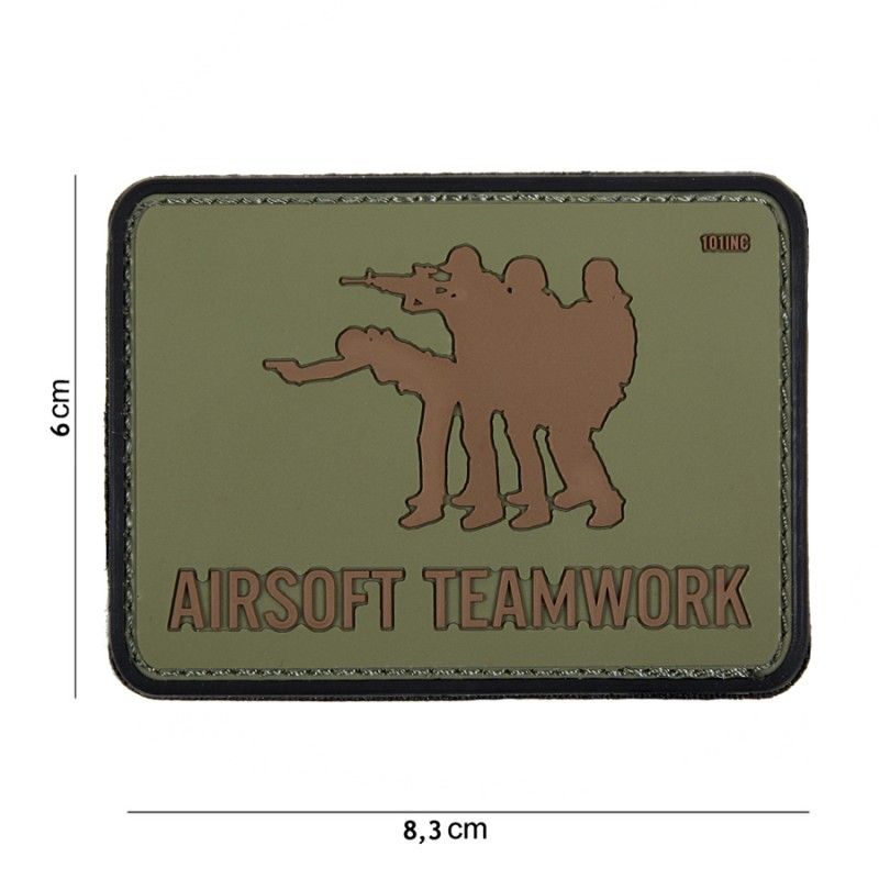 Embleem 3D PVC Airsoft Teamwork groen 
