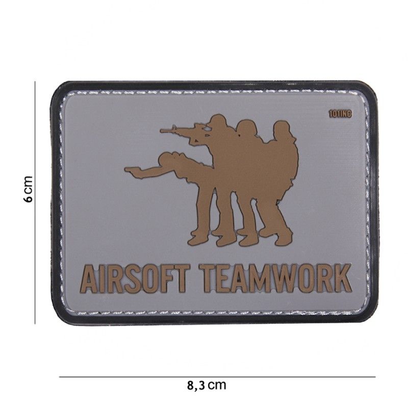Embleem 3D PVC Airsoft Teamwork grijs 