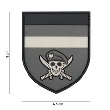 Embleem 3D PVC Duitse Commando skull grijs 