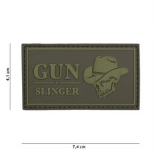 Embleem 3D PVC Gun Slinger skull cowboy groen 