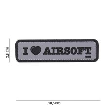 Embleem 3D PVC I love Airsoft grijs