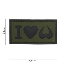 Embleem 3D PVC I love boobies groen