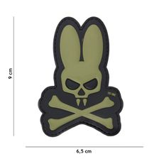 Embleem 3D PVC Skull bunny groen 