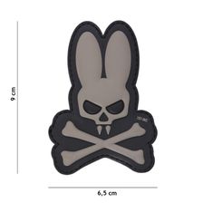 Embleem 3D PVC Skull bunny grijs 