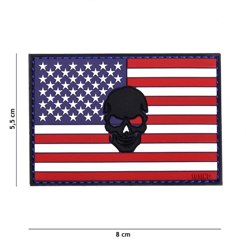 Embleem 3D PVC vlag USA + skull