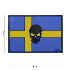 Embleem 3D PVC vlag Zweden + skull