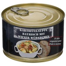 Aardappelsoep met Wener worst in blik