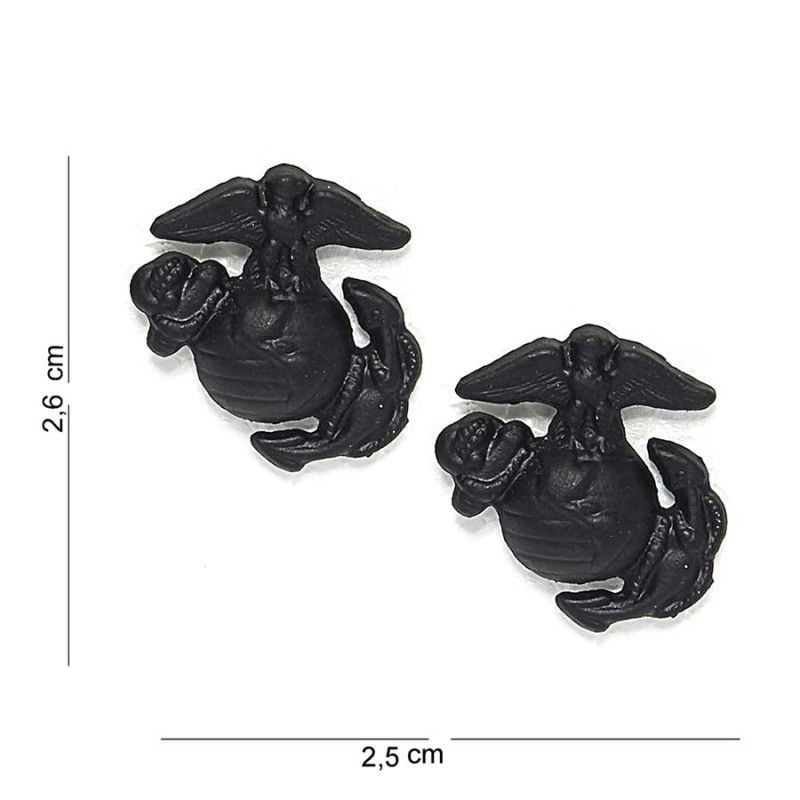 Embleem metaal USMC zwart setje à 2 st.