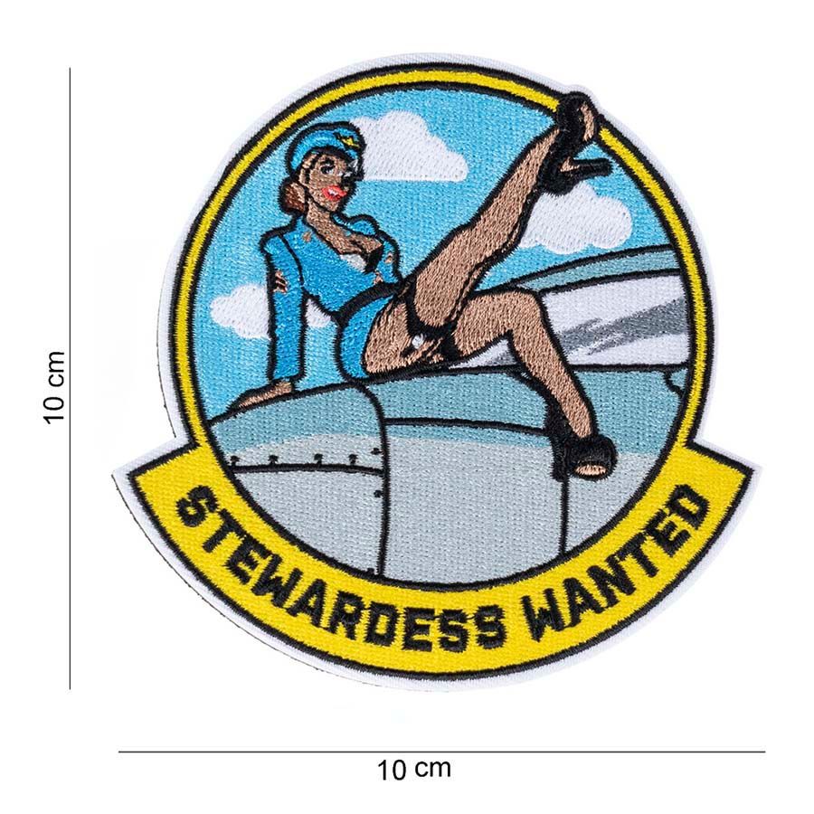 Embleem stof Stewardess Wanted met klittenband