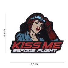 Embleem stof Kiss Me Before Flight met klittenband