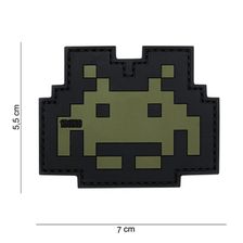 Embleem 3D PVC Space Invader groen/zwart