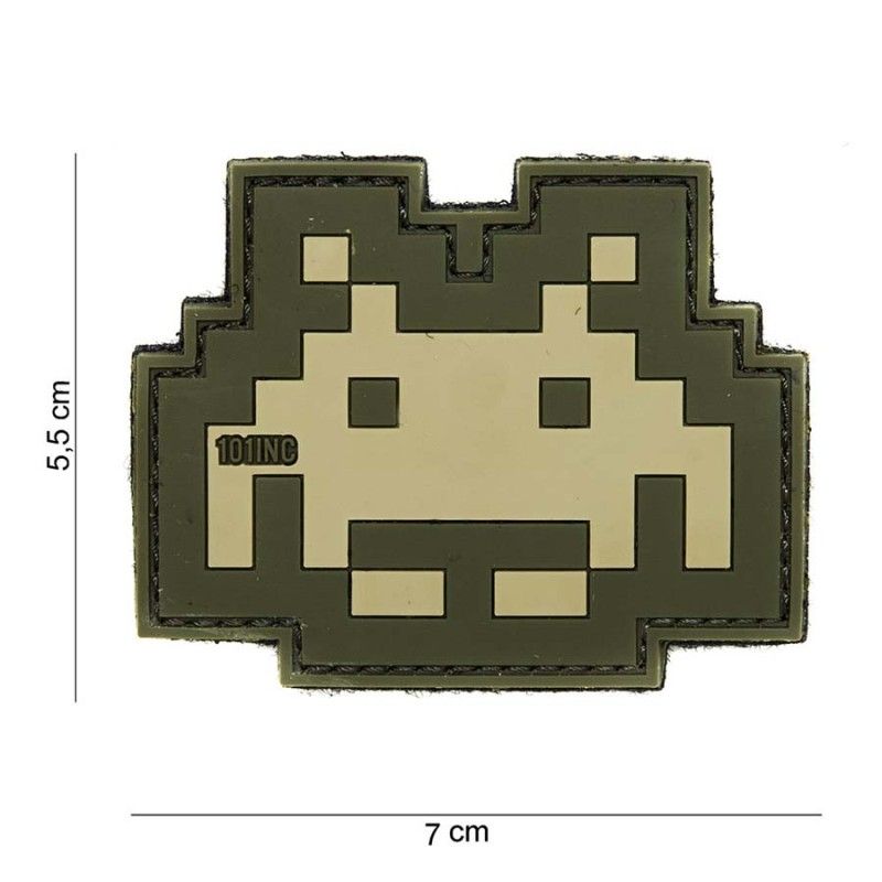 Embleem 3D PVC Space invader beige/groen