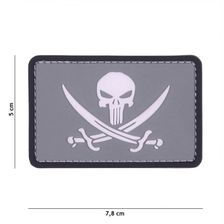 Embleem 3D PVC Punisher Pirate #11123 grijs/wit