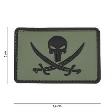 Embleem 3D PVC Punisher Pirate #9045 groen
