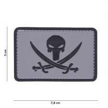 Embleem 3D PVC Punisher Pirate #11126 grijs/zwart