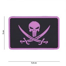 Embleem 3D PVC Punisher Pirate #11124 roze