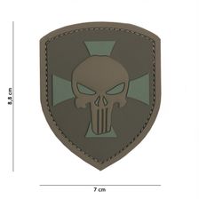 Embleem 3D PVC Schild Punisher kruis #11132 bruin 