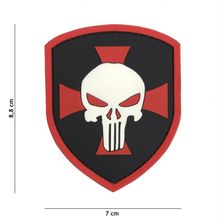 Embleem 3D PVC Schild Punisher kruis #11134 rood 