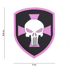 Embleem 3D PVC Schild Punisher kruis #9051 roze 