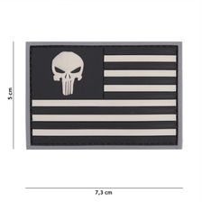 Embleem 3D PVC Punisher USA vlag #9083 grijs/zwart 