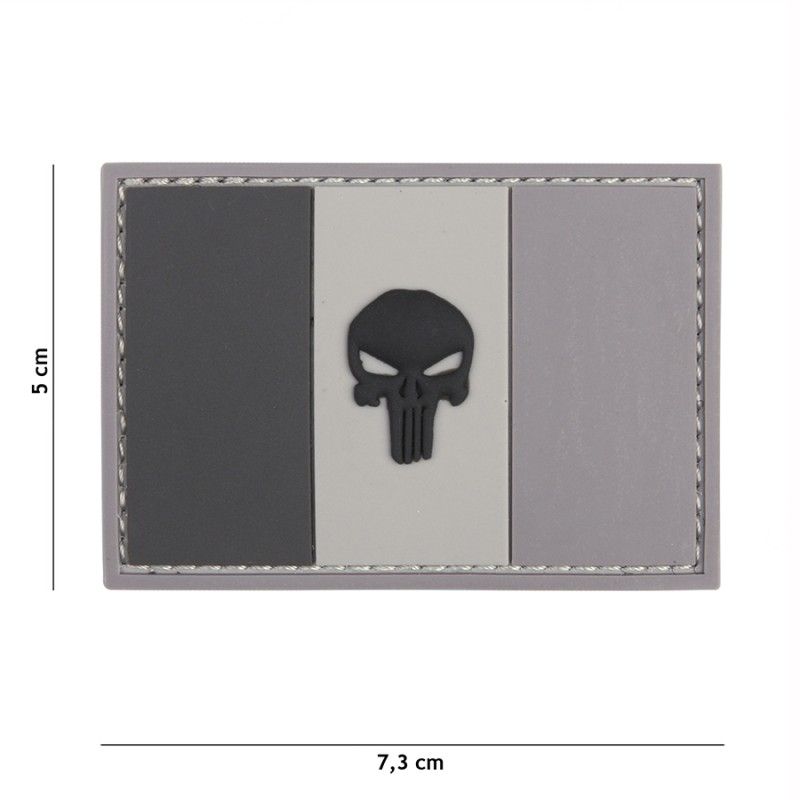 Embleem 3D PVC Punisher Franse vlag grijs