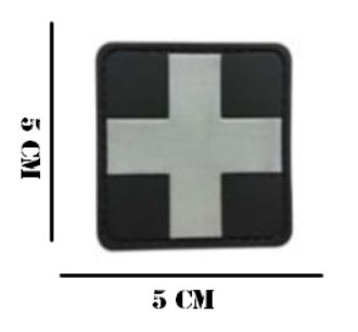Embleem PVC Medic kruis 5 bij 5 zwart/grijs