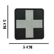 Embleem PVC Medic kruis 5 bij 5 zwart/grijs