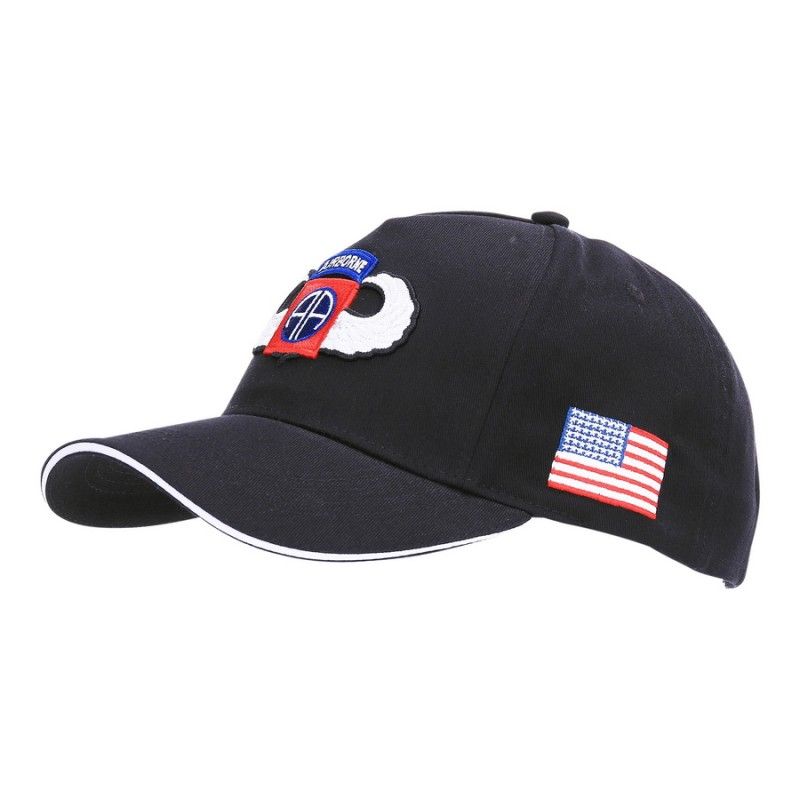 Baseball cap 82nd Airborne WW2 3D zwart