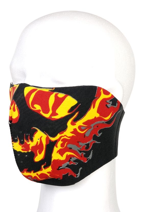 Biker half masker Flaming Skull