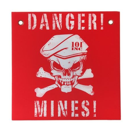 Plastic plaat Danger Mines rood/wit 