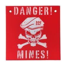 Plastic plaat Danger Mines rood/wit 
