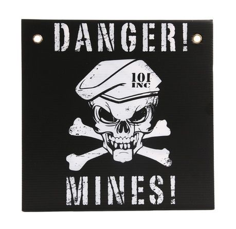 Plastic plaat Danger Mines zwart/wit 