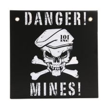 Plastic plaat Danger Mines zwart/wit 
