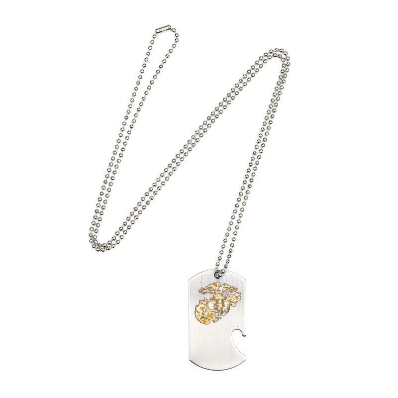 Dog Tag/flesopener US Marines (zijkant) zilver/chroom