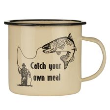 Emaille mok Catch Your Own Meal beige