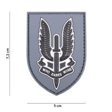 Embleem 3D PVC Who Dares Wins #6100 grijs