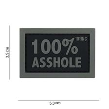 Embleem 3D PVC 100% Asshole #14076 zwart-grijs