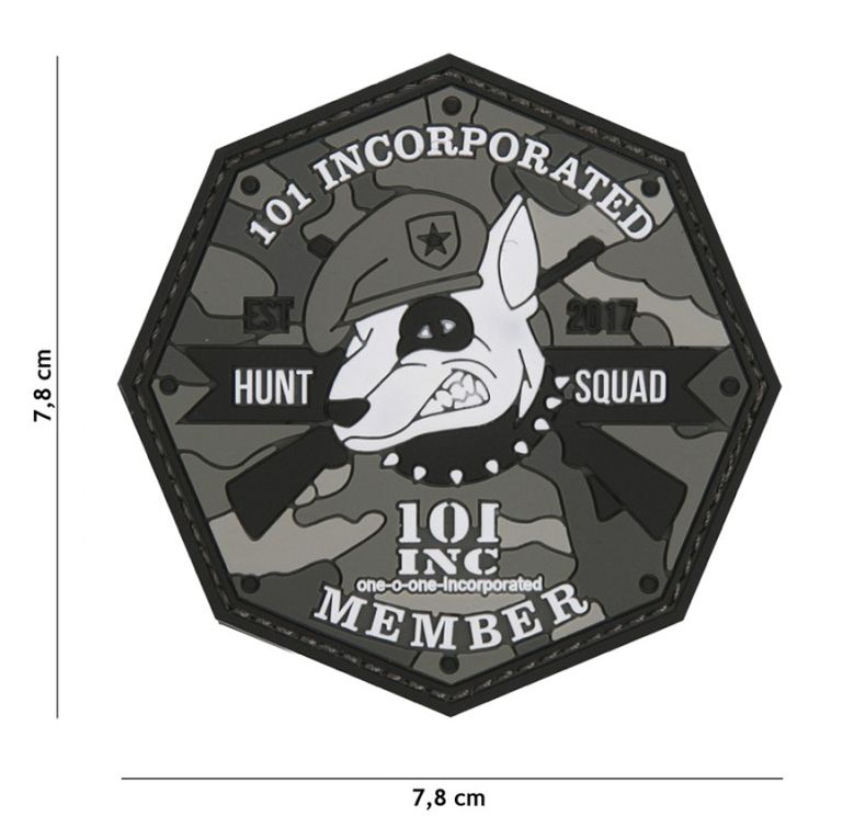 Embleem 3D PVC 101 INC Hunt Squad grijs 