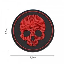 Embleem 3D PVC Fingerprint Skull #5119 rood 