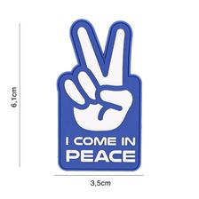 Embleem 3D PVC I come in peace #8125 blauw 