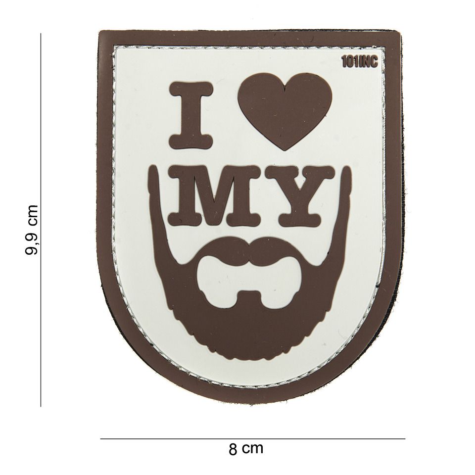 Embleem 3D PVC I love my Beard, bruin 