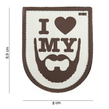 Embleem 3D PVC I love my Beard, bruin