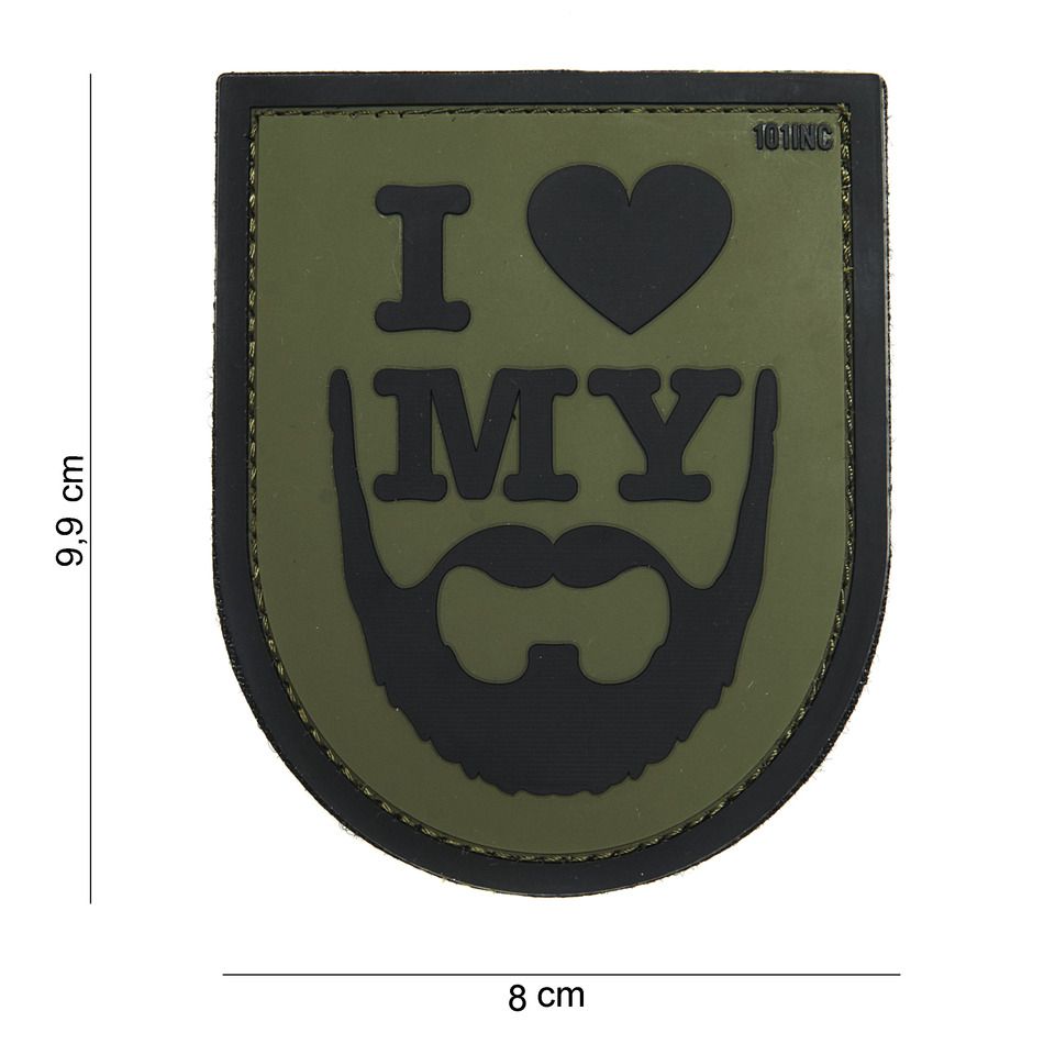 Embleem 3D PVC I love my Beard, groen 
