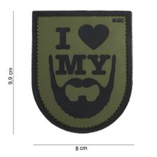 Embleem 3D PVC I love my Beard, groen