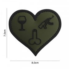 Embleem 3D PVC Love, wine, dicks and guns #7102 groen 