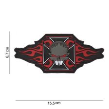 Embleem 3D PVC Maltezer kruis + skull/flames #12011