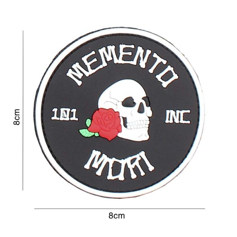 Embleem 3D PVC Memento Mori 101 INC rond #3102 zwart 
